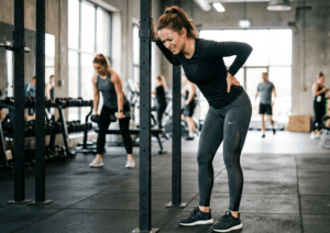 Femme sportive qui a mal au dos